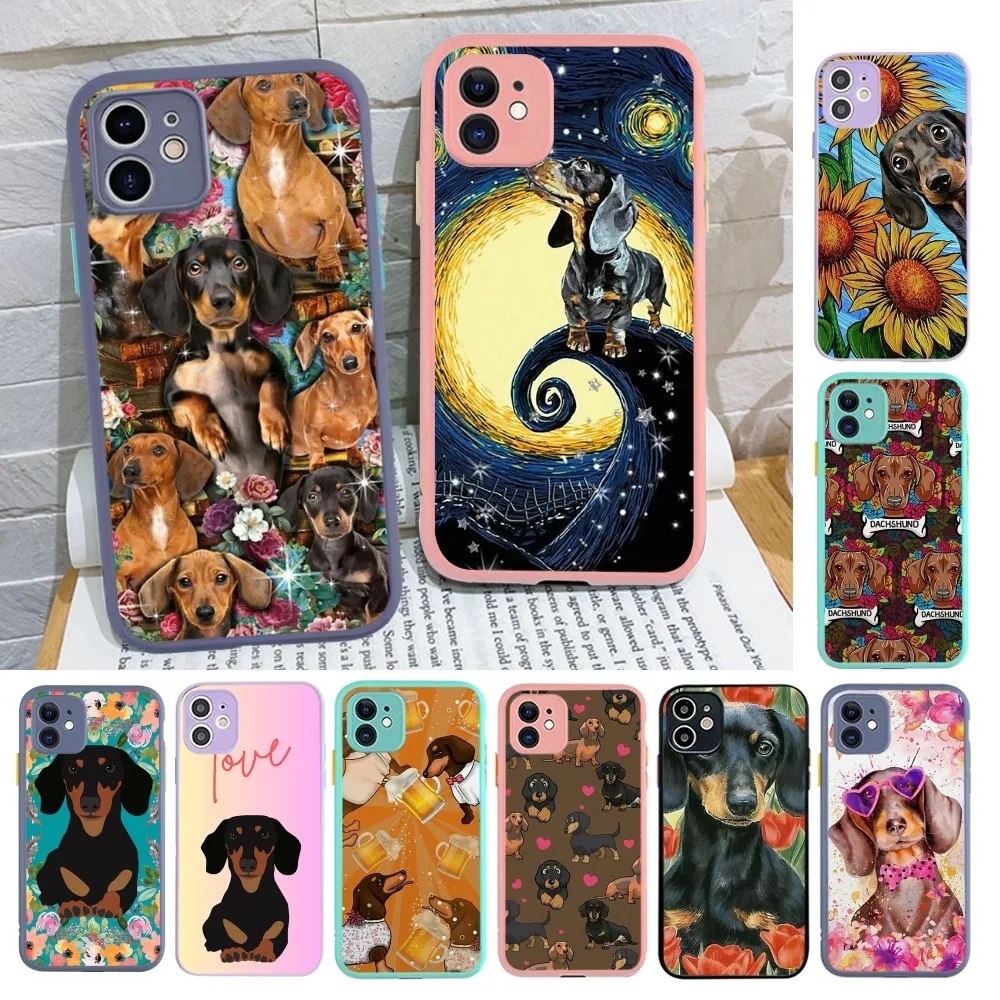 

Dachshund dog Phone Case For iPhone 14 X XR XS 7 8 Plus 11 12 13 pro MAX 13mini Matte Shockproof Case