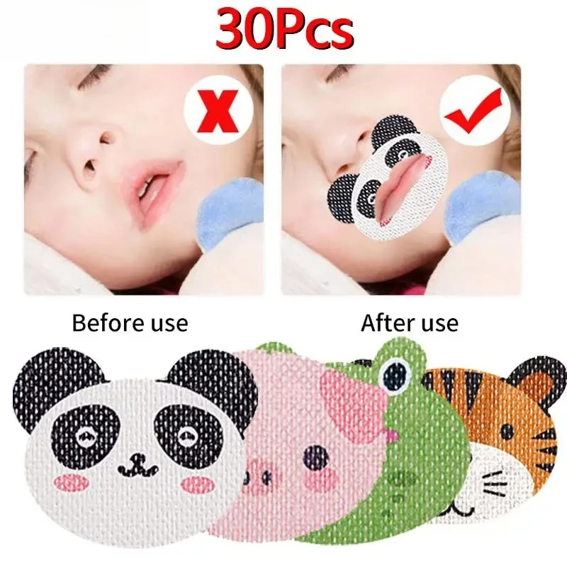 

30PCS Correction Lip Nose Breathing Improving Patch For Children Cartoon Night Sleep Mouth Orthosis Tape Anti-Snoring Stickers