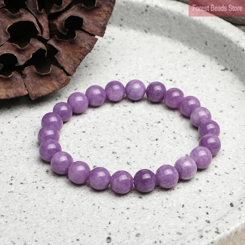 Fashion Natural Light Purple Chalcedony Bracelet High Quality Round Stone Beads Handmade Bracelets For Men Women Jewelry Pulsera