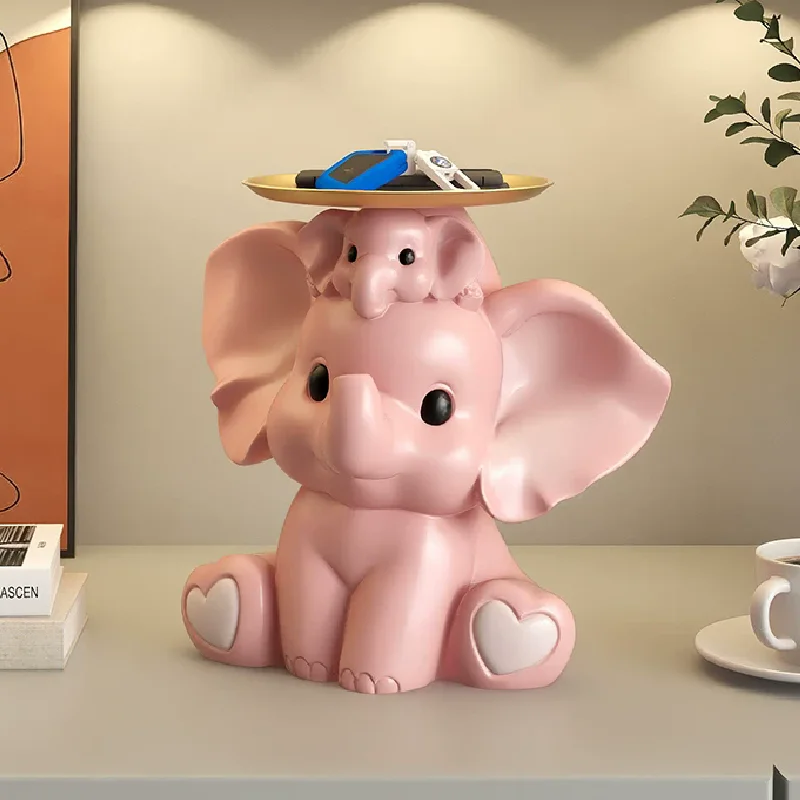 Mother And Child Elephant Home Decor Key Storage Tray Entrance Ornament Living Room TV Cabinet Wine Cabinet Decor