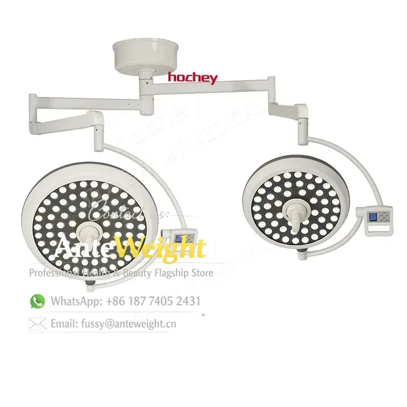 Operating Room LED Shadowless Lamp Ceiling Mounted Dual Head Adjustable Red & Green Light for Aesthetic Surgical Use
