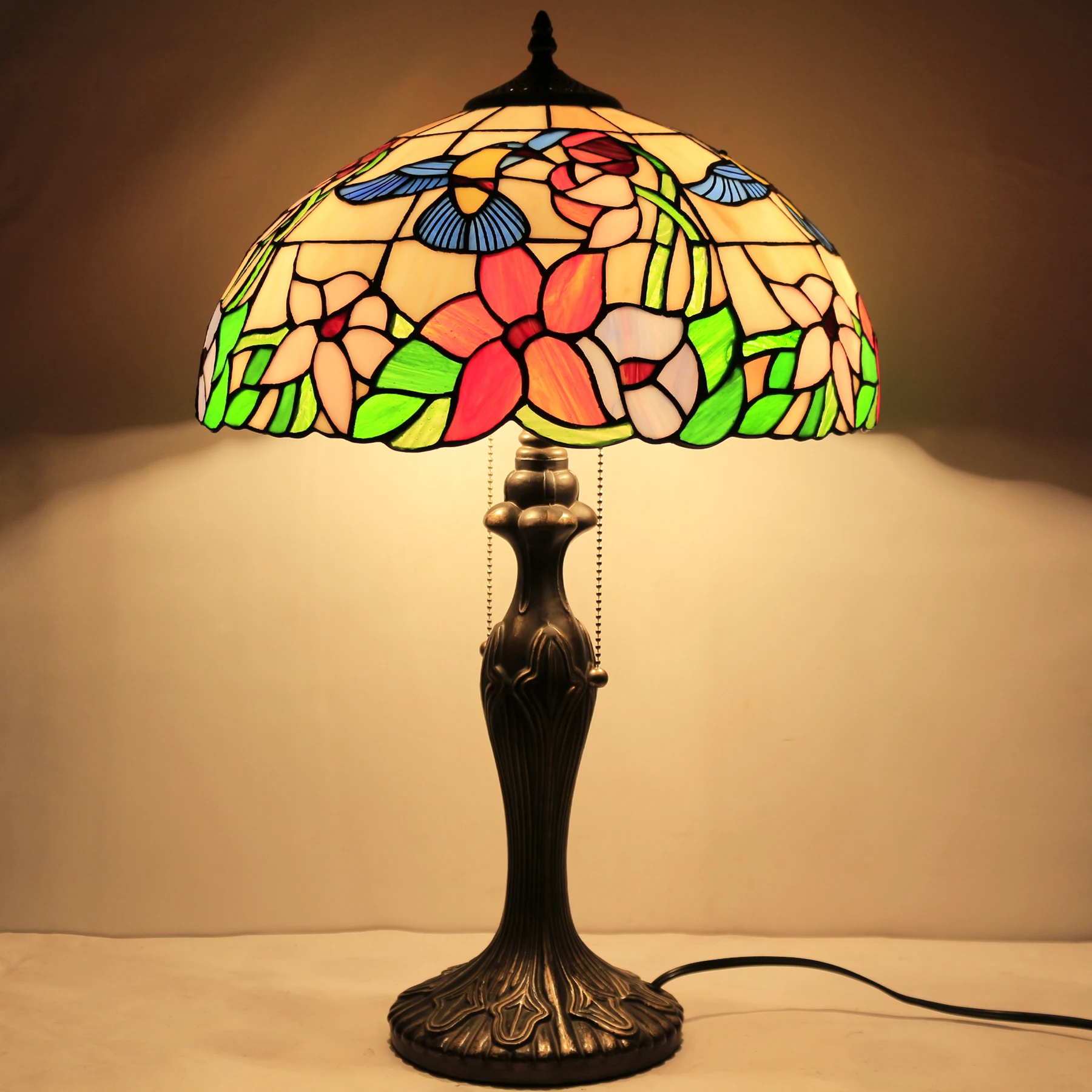 16X24 Inches Stained Glass Hummingbird Style Bedside Desk Office Reading Lamps Decor Tiffany Table Lamp Wholesale Factory Light