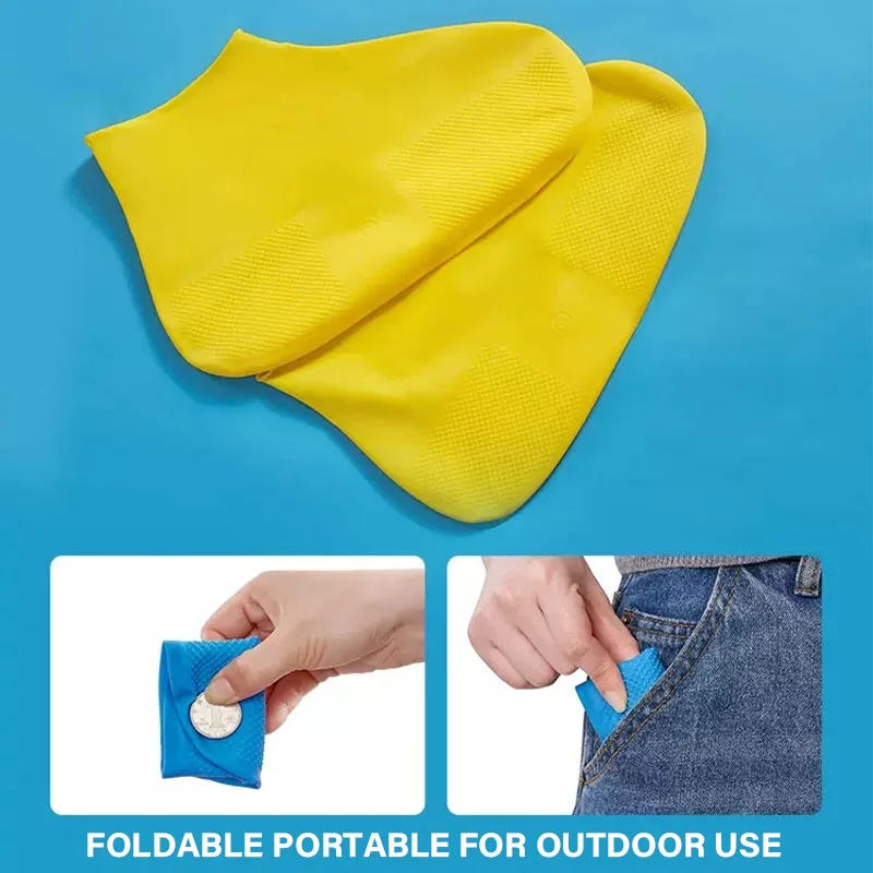 1 Pair Waterproof High Elastic Silicone Shoe Covers Outdoor Rainy Day  Unisex Reusable Non-Slip Wear-Resistant Rain Shoe Covers