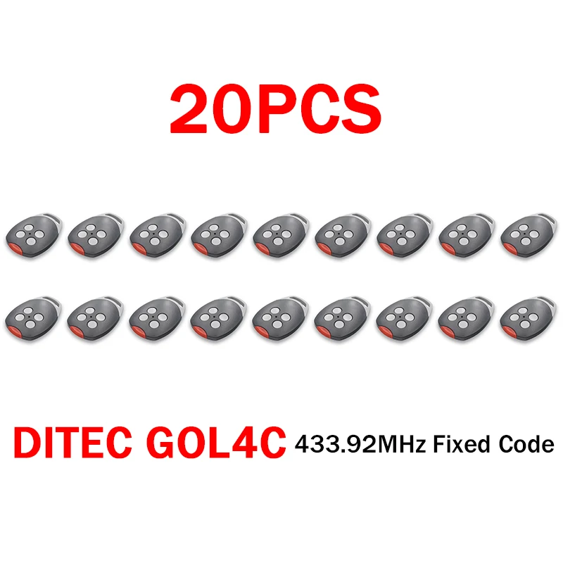 

20PCS GOL4C DITEC Remote Control for Electric Gate 433MHz Fixed Code Garage Door Remote Control Copy Controller Keyfob