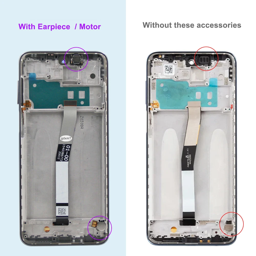 6.67'' AAA Quality For Xiaomi Redmi Note 9S /Note 9 Pro LCD Display Touch Screen Digitizer Assembly Replacement Parts With Frame