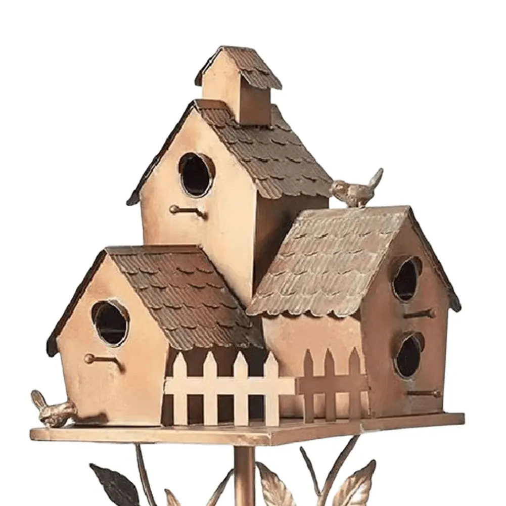 

Metal Bird House with Pole Garden Outdoor Metal Birdhouse Decoration Metal Birdhouse Stake for Garden Yard Decoration