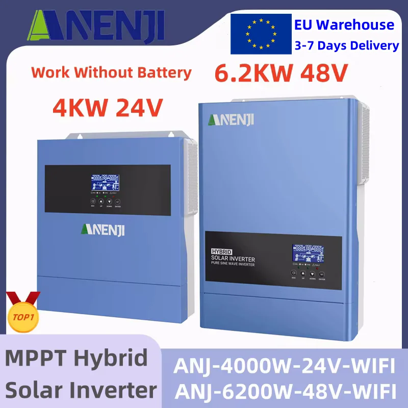 Inversor solar híbrido, 4kw, 6,2kw, 24v, 48v, 220v, off grid, on grid, construído, mppt 100a, 120a, carregador solar, aplicável para sistema de energia