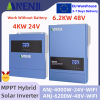 4KW 6.2KW Hybrid Solar Inverter 24V 48V 220V Off Grid On Grid Inversor Built MPPT 100A 120A Solar Charger Apply For Solar System