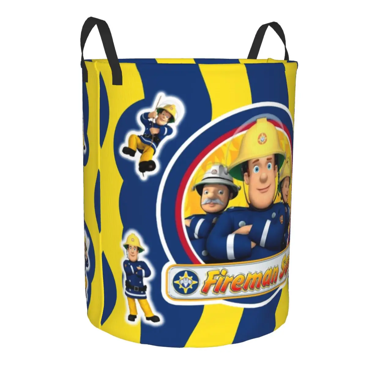 Custom Cartoon Firefighter TV Show Fireman Sam Laundry Basket Collapsible Baby Hamper for Nursery Toys Organizer Storage Bins