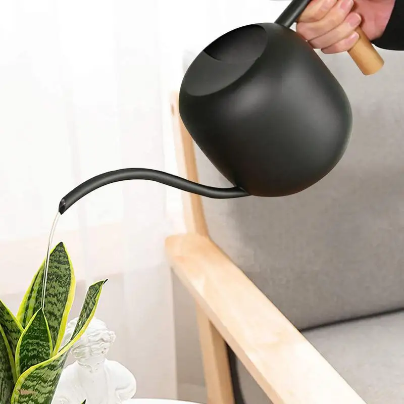 Gardening Watering Can 1200ml Semi-open Long Mouth Stainless Steel Garden Plants Watering Pot Rust Proof Watering Tools Garden