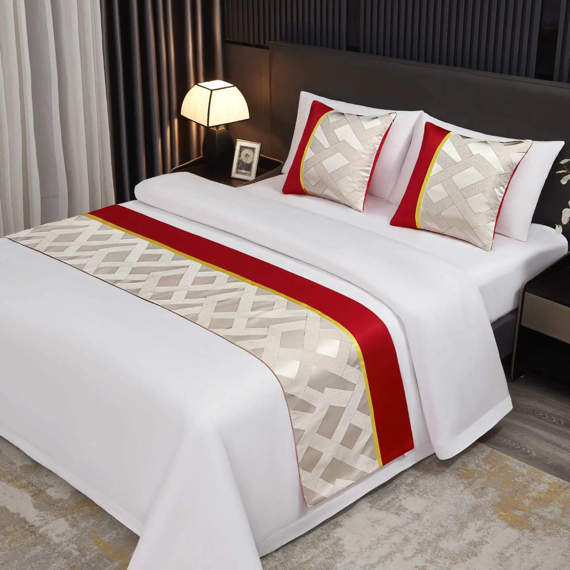 

Китайский стиль, элитный флаг, длинная полоска, цветная основа, полотенце, наволочка, гладкая атласная текстура для украшения дома, отеля