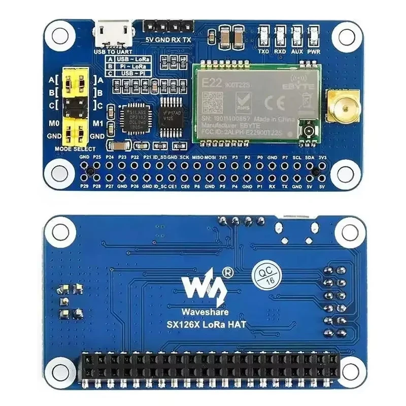 868MHz 915MHz Long Distance Anti-interference Expansion Board IOT SX1262 LoRa HAT for Raspberry Pi Industrial Control Smart Home