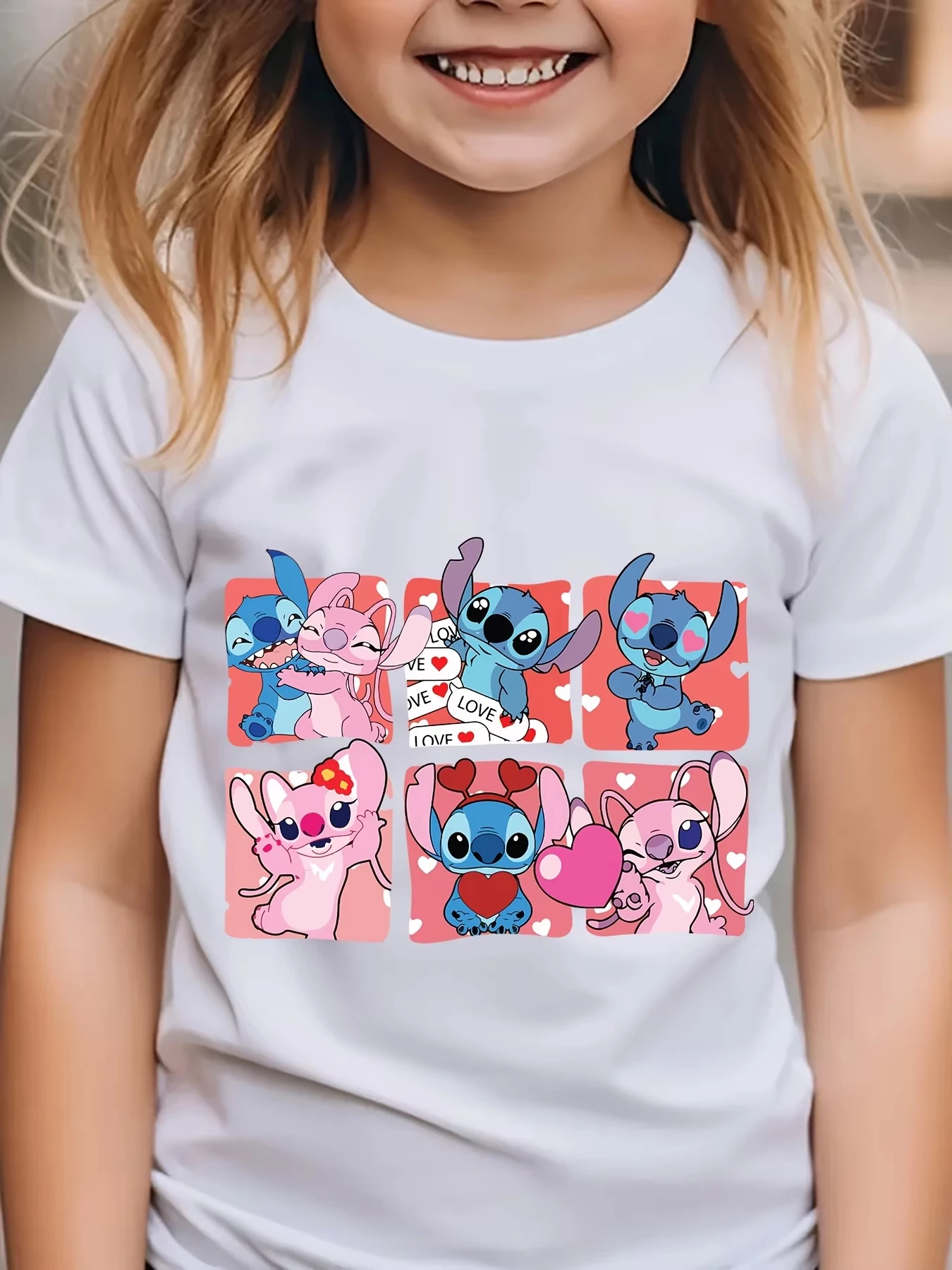 2025 صيف جديد مينيسو ديزني معتمد الحب لطيف عادية قصيرة الأكمام تي شيرت موضة عادية قصيرة الأكمام مع طباعة غرزة