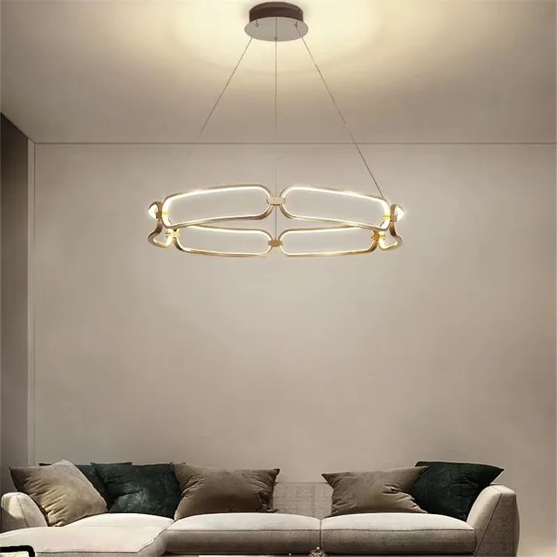 Ribbon Adara Chandelier Modern Luxury Led gold ring light For Living Room Hanging Lights home interior decoration lighting