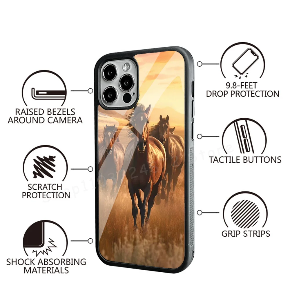 Hot Galloping Horse Phone Case Strong Magnetic For IPhone 15 14 13 Pro Max Mini Alex Mirror For Magsafe Wireless Charging Cover