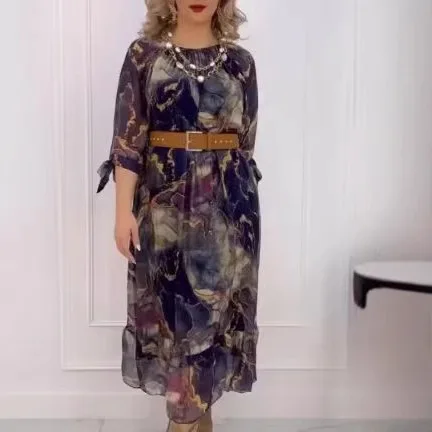 المرأة عادية فضفاض الخامس الرقبة التعادل صبغ مطبوعة السباغيتي فستان ماكسي الصيف عطلة الشاطئ فساتين طويلة البوهيمي الرجعية المطبوعة رداء