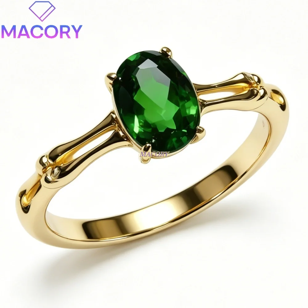 Natural Diopside and Garnet Ring S925 Sterling Silver Classic Simple Design Stackable Valentine's Day Christmas New Year Gift