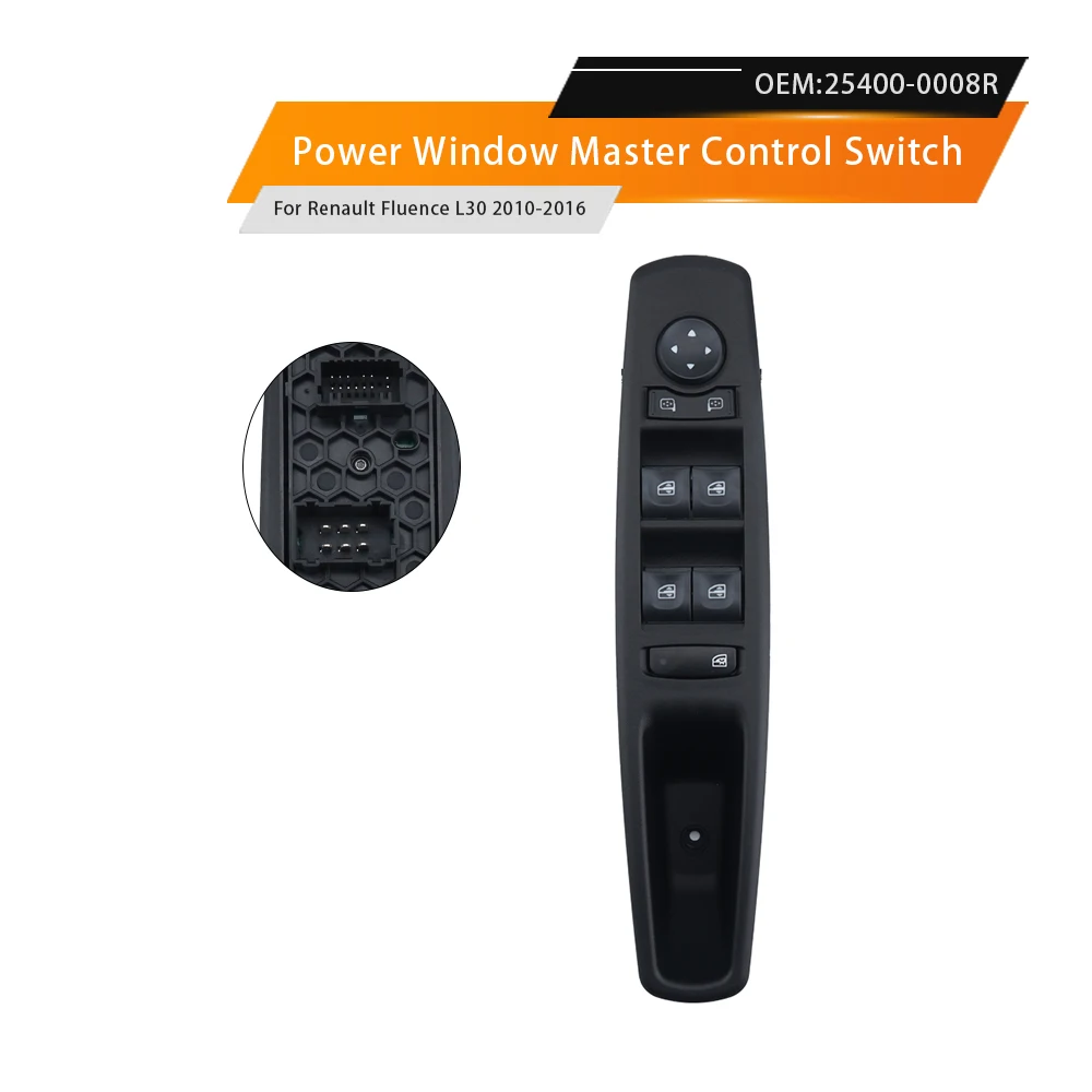Para renault fluence l30 2010 2011 2012 2013 2014 2015 2016 19 pinos interruptor de controle de janela mestre de energia elétrica 25400-0008r