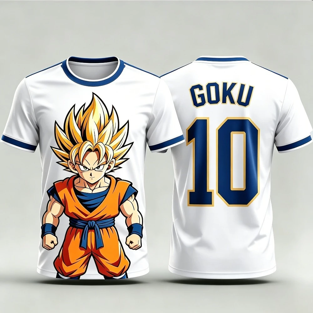 Fashion Dragon Ball Super Tee Super Saiyan Blue Son Goku Kamehameha Blast 3D Print Short Sleeve Casual Anime Tshirt