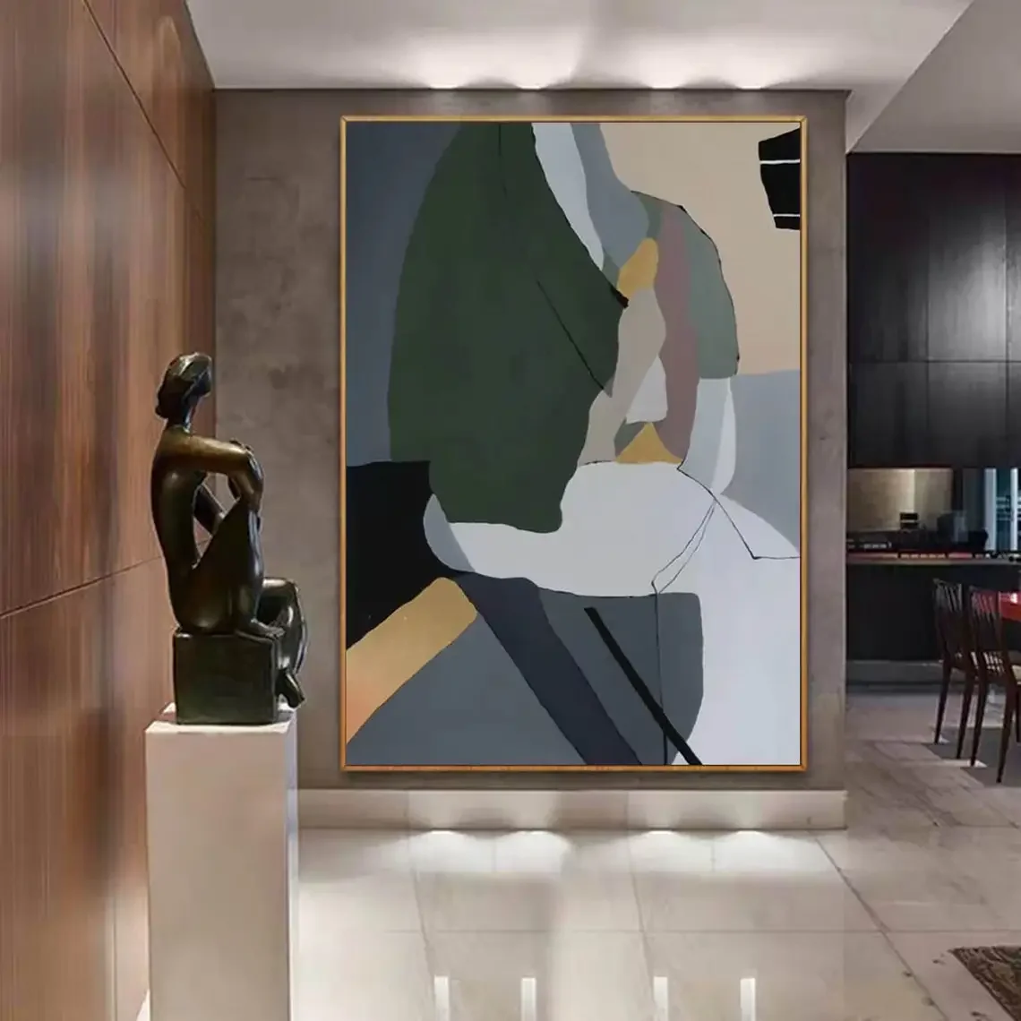 لوحة جدارية كبيرة مرسومة يدويًا من قماش الأكريليك التجريدي ، لوحة زيتية أصلية حديثة لغرفة المعيشة وغرفة النوم وديكور المنزل #1