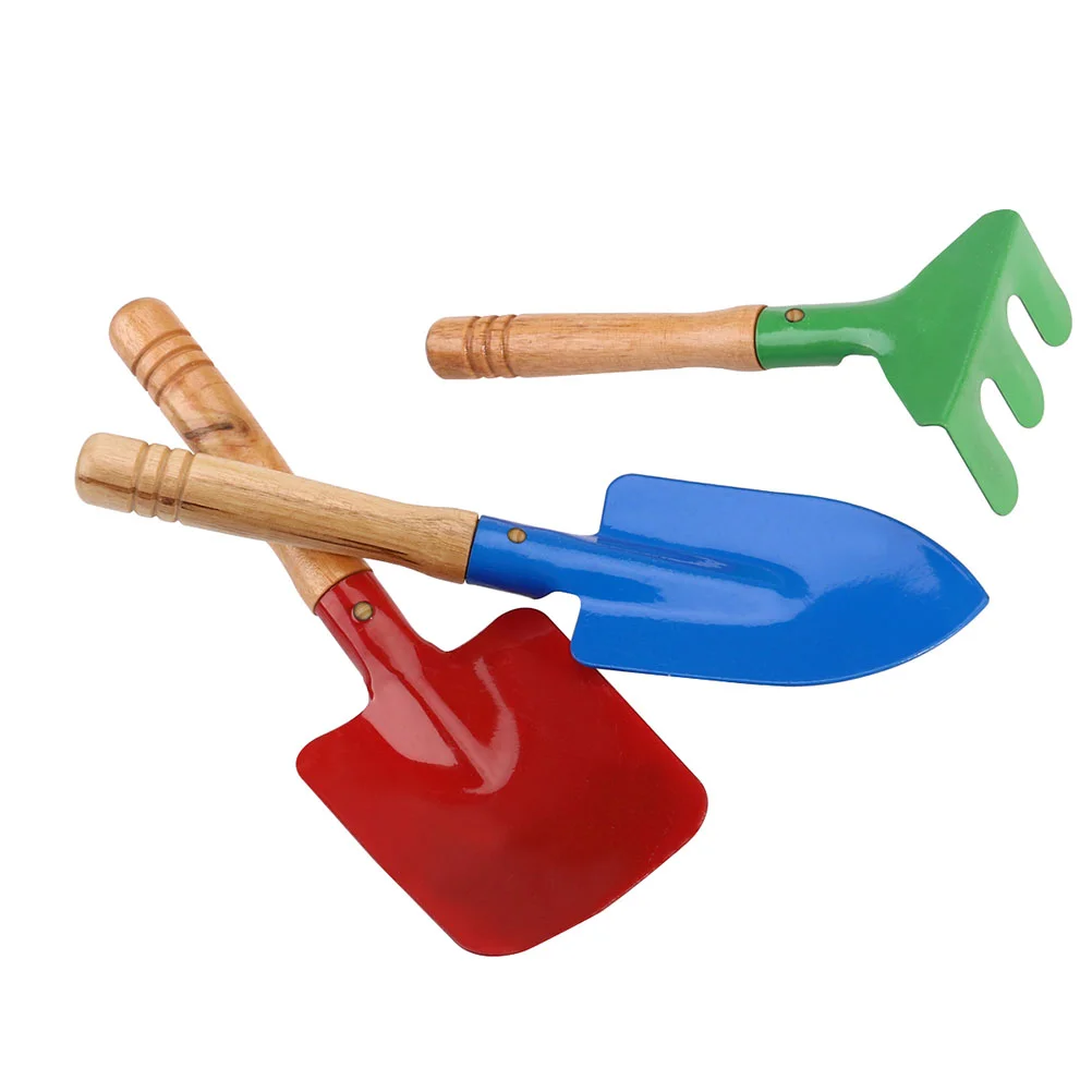 

6 Pcs/2 Beach Toy Spade Rake Kit Sand Sculpture Supplies Portable Mini Manual Wooden Iron Child Outdoor Toys