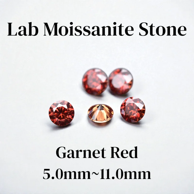

VVS1 Round Garnet Red Color Moissanite Stone 6.5mm for Jewelry Setting, GRA Certified, Lab-Created Gemstone