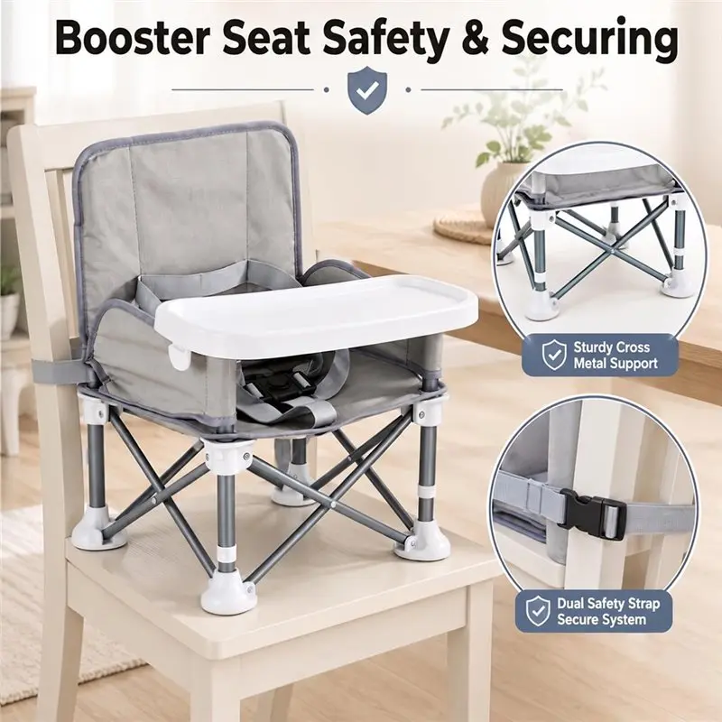 Portable Baby Booster Seat Featuring Removable Feeding Tray Ideal For Home& Outdoor Dining Adventure Excursions