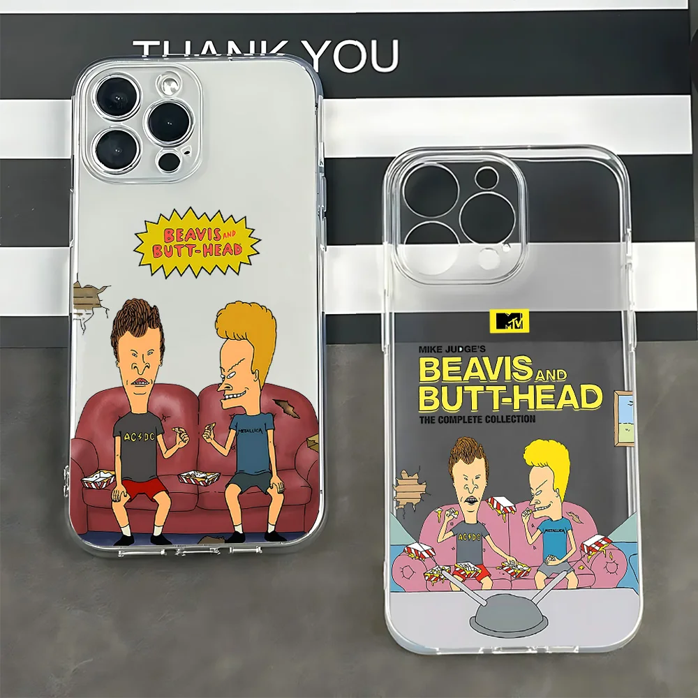 B-Beavis and Butt-Heads Phone Case For iPhone 17 16 16e 15 14 13 12 11 Mini Pro Max X XR XSMax 7 8 Air Plus Transparent