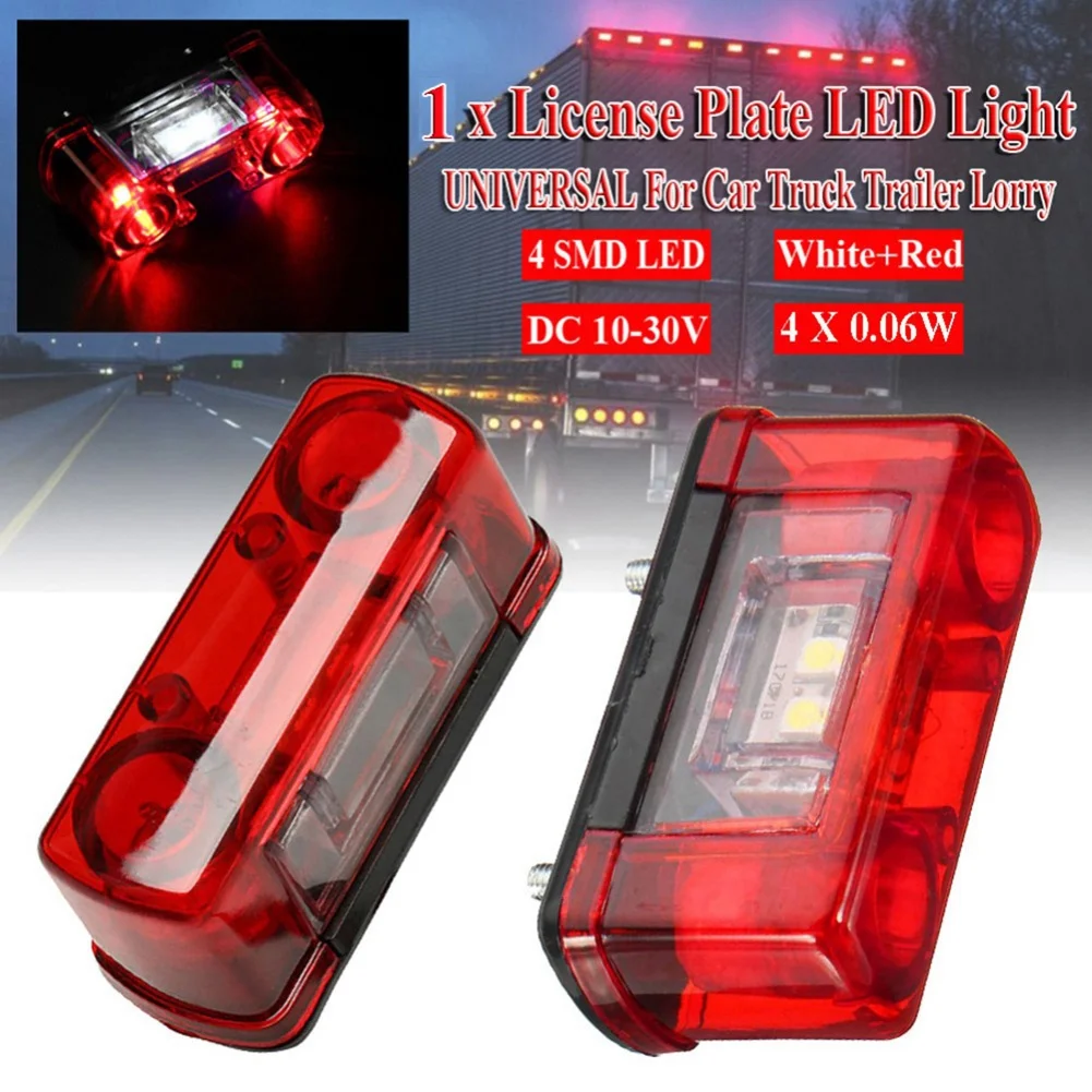 Luz LED Universal para matrícula de coche, lámpara trasera para camión, remolque y camión, 12V y 24V, 4SMD