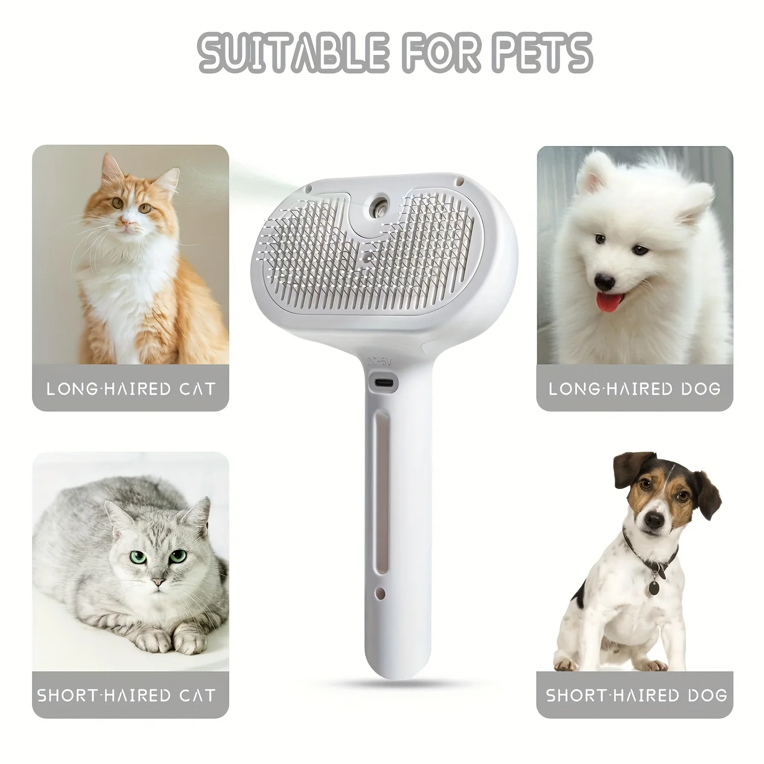 New Pet Spray Cat Comb Dog Hair Removal Comb USB Rechargeable Hair Pulling Knot Comb Pet Grooming Cleaning Tools
