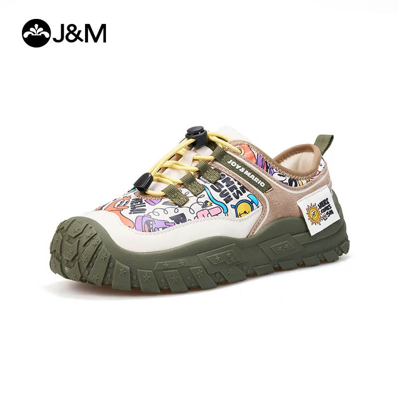 J&M Women Sneakers Fashion Cartoon Rubber Casual Shoes 5cm Platforms Outdoor Black Walking Running Sports Camping Hiking Shoes