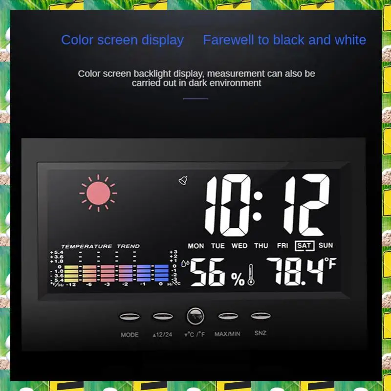 3C Electron 1Set Lcd Color Screen Digital Snooze Alarm Clock Temperature Humidity Time Date Display Clock Home Black,1Set Lcd Co