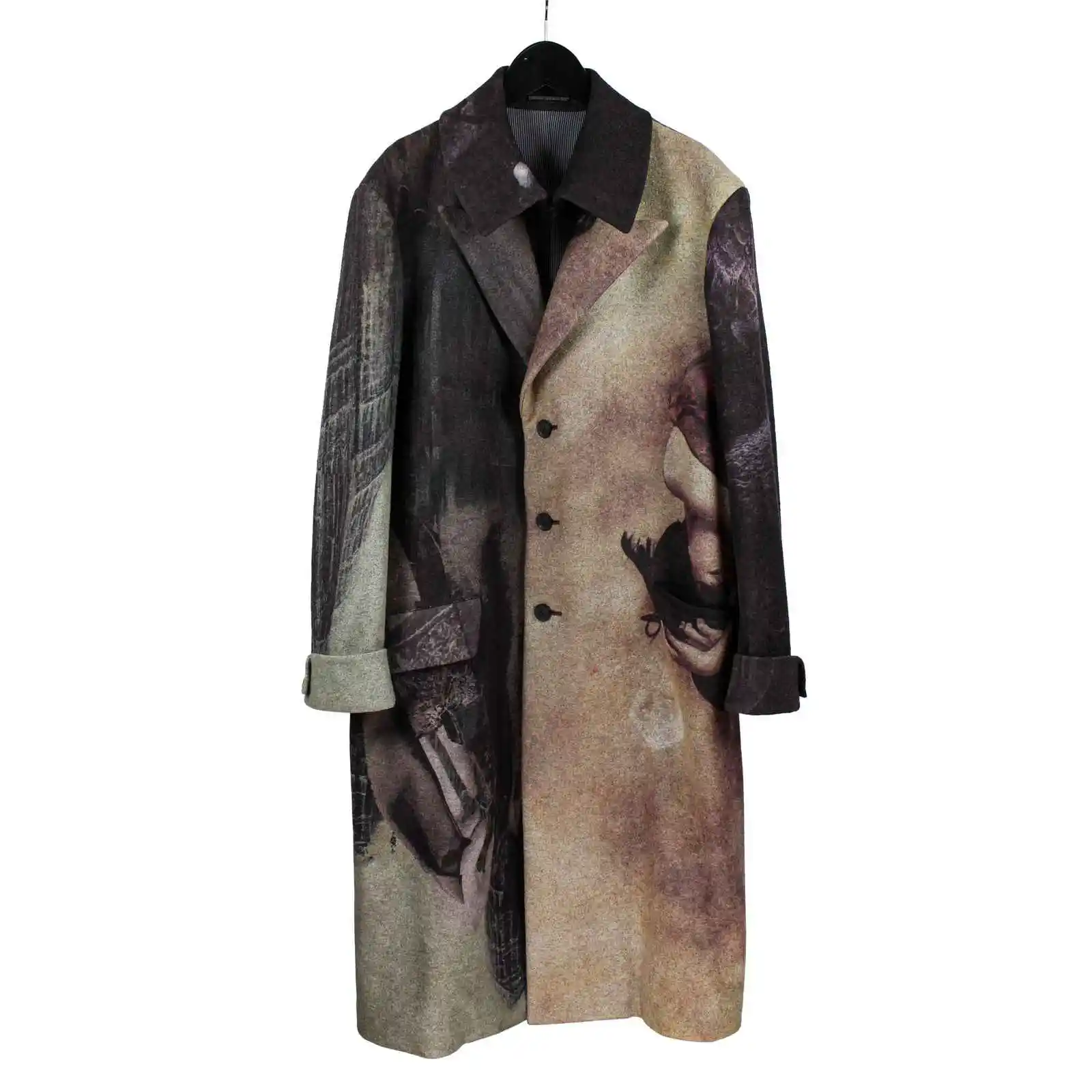 

Шерстяное пальто TOP-YAMAMOTO, мужская модная свободная и повседневная ветровка средней длины на осень и зиму.