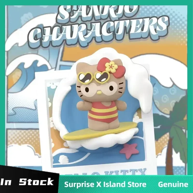 

Персонажи Sanrio, черная кожа, летняя серия для серфинга, слепая коробка, милый магнит на холодильник, украшение для комнаты, загадочная коробка, игрушки-сюрпризы, модный подарок