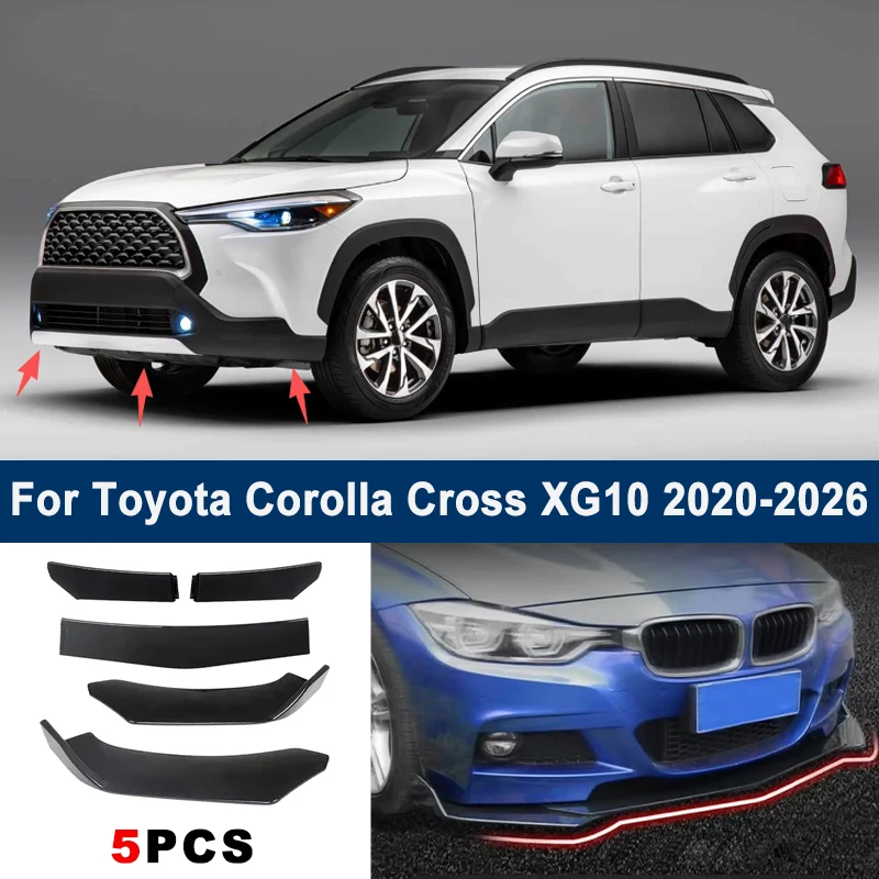 

Adjustable 5Pcs Sectional Front Spoiler Lip For Toyota Corolla Cross XG10 2020-2026 Front Bumper Splitter Sport Body Kit