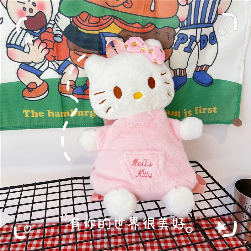 Sanrio Hello Kitty Kawaii Pluche Rugzak Knuffels Poppen Speelgoed Plushie Tas Roze Anime Cartoon Kt Schouder Rugzakken Tassen