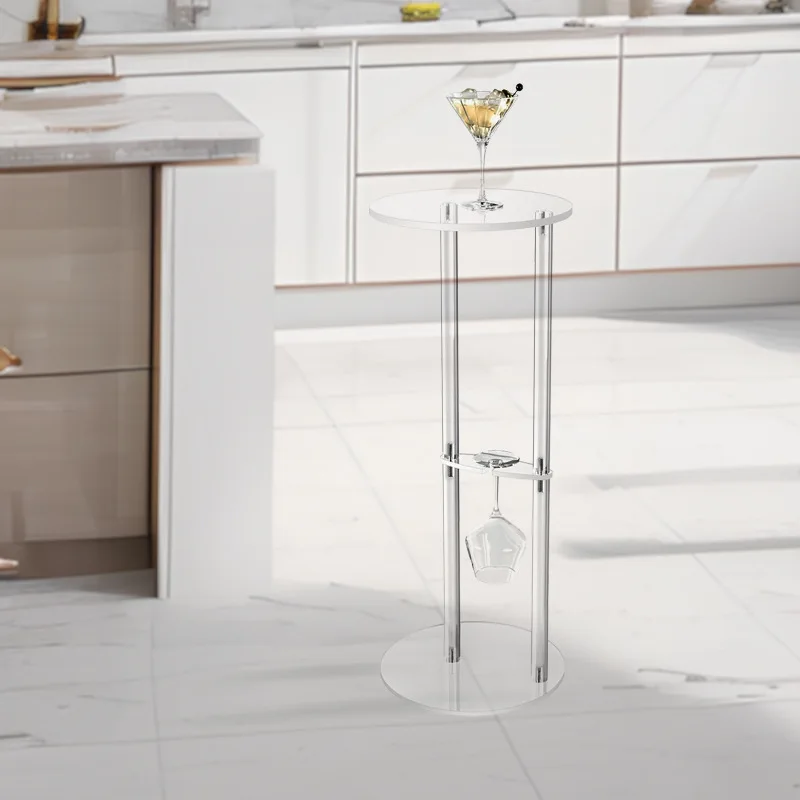 Modern Acrylic Coffee Table Nordic Minimalist Round Side Table Stylish Compact Drink Table Small Space Living Room Bedroom Decor