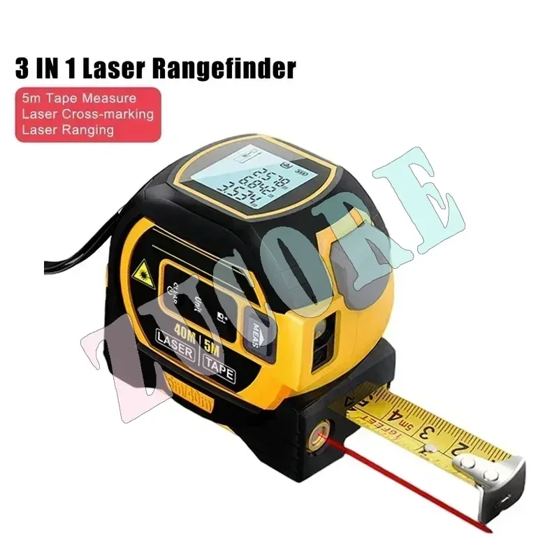 40 متر/60 متر شريط قياس الليزر 3 في 1 شريط قياس رقمي عالي الدقة ليزر Rangefinder الصلب 5 متر شريط القياس مع الخلفية
