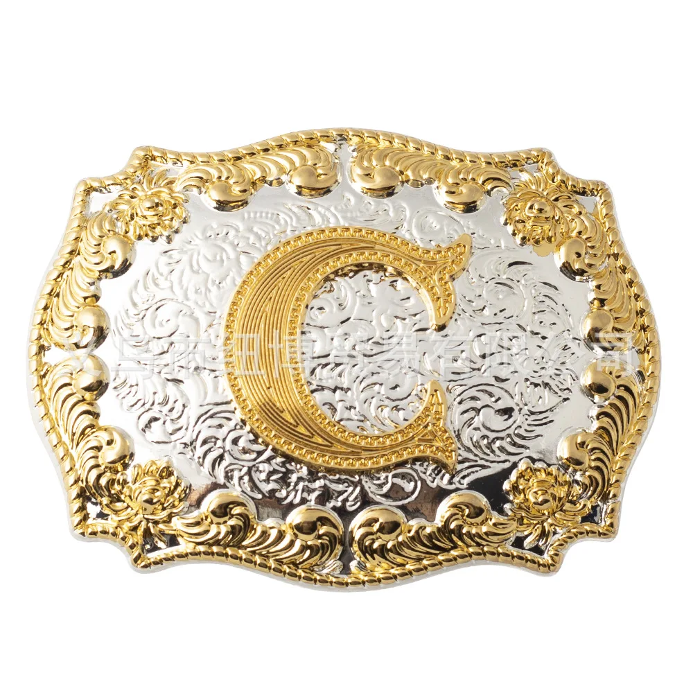 Ceinture avec Lettres Sculptées Dorées, Matériaux en Alliage ABCD à Z, Largeur 3.8cm
