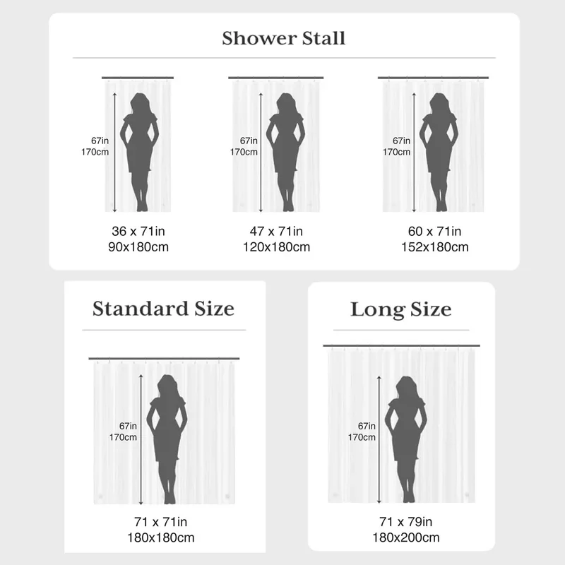 VIKAMA Minimalist Shower Curtain Vintage Black‑and‑White Leaf Skeleton Pattern Waterproof Bath Curtain for Bathroom Decoration