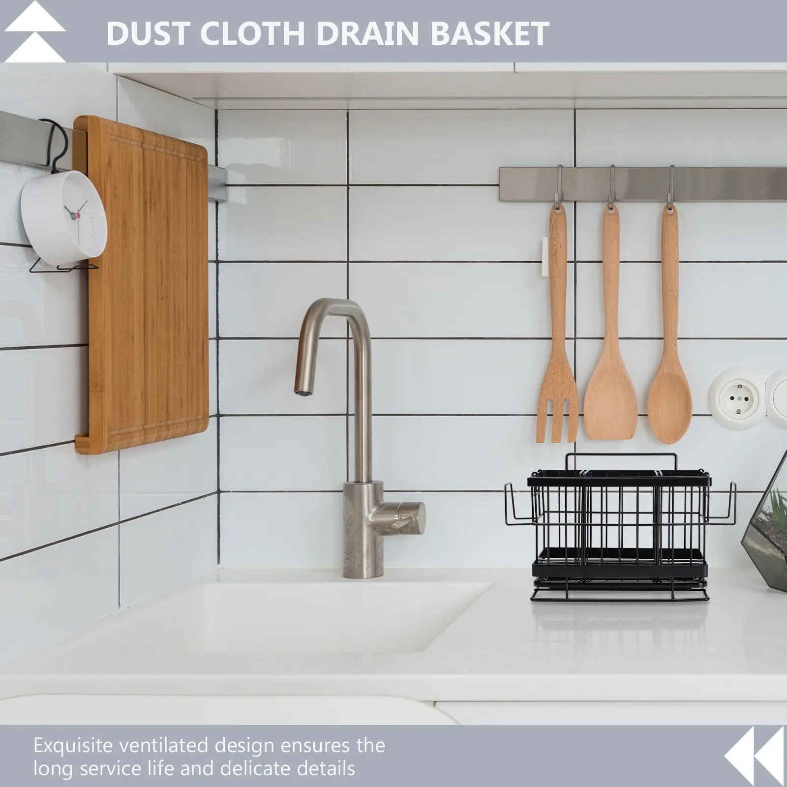 

1 шт. Простая установка без сверления, полка-органайзер из нержавеющей стали для кухонной раковины, корзина для тряпок и губок