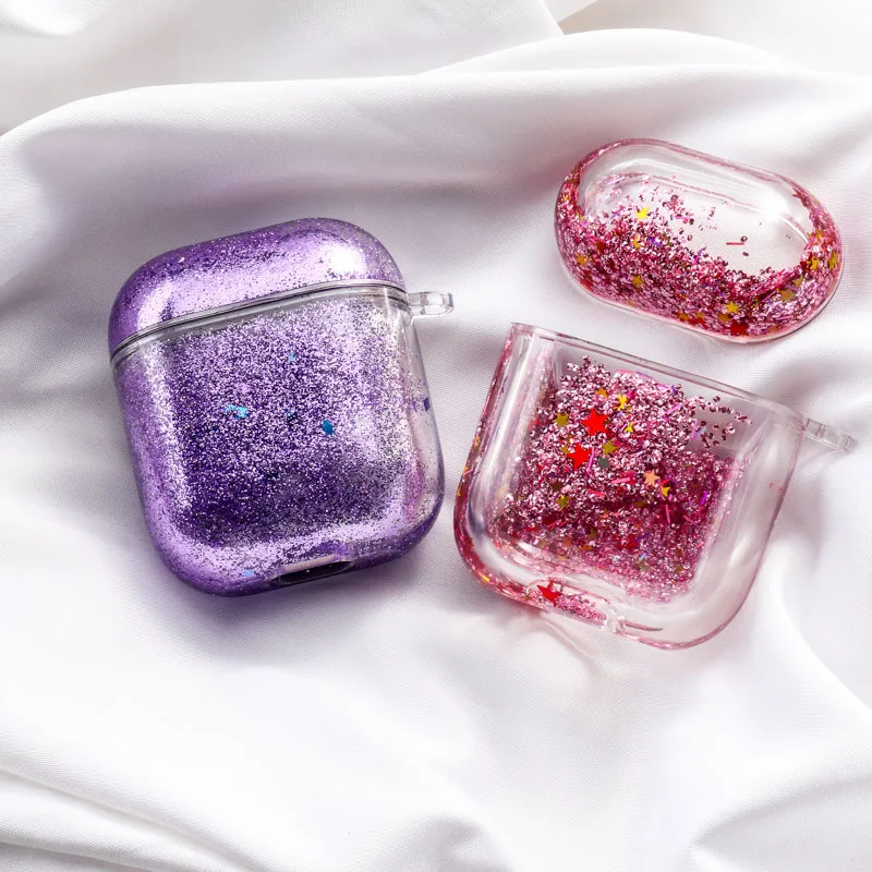 liquid Quicksand Glitter Case For Airpods 1 2 Case Cover wireless Bluetooth Earphone Transparent Headphone Cover For AirPods 1 2