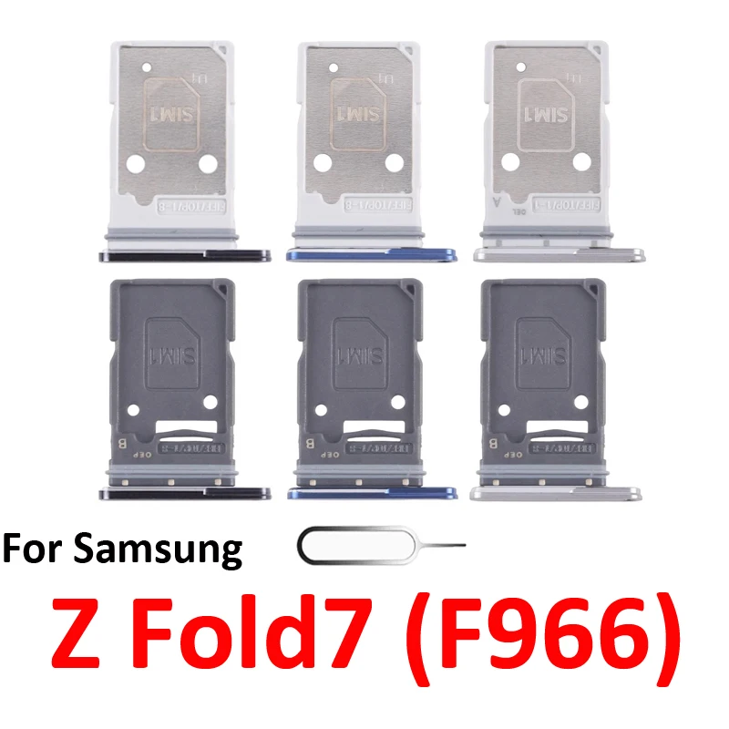 For Samsung Galaxy Z Fold 7 Fold7 F966 Phone New Housing Chip SIM Card Tray Slot Holder Pocket Parts Single Dual SIM Black