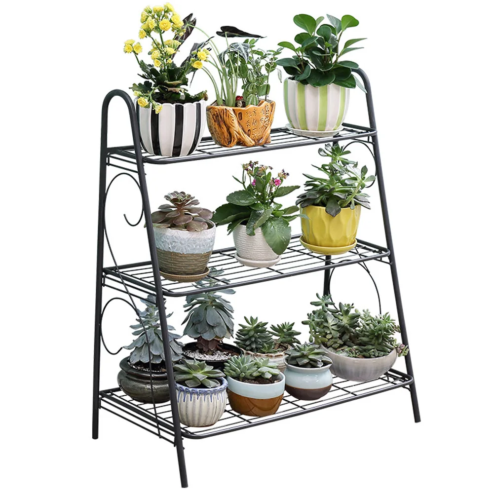 Portavasi a 3 livelli in metallo, per interni ed esterni, ideale per più piante, salvaspazio, scaffale decorativo a scala per fioriere, perfetto per soggiorno, balcone e giardino.