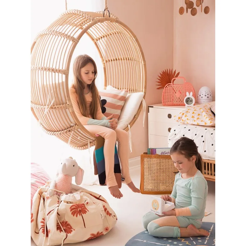 Ancient fish Nordic online basket swing retro indoor bedroom rattan woven hanging chair children Princess rocking chair