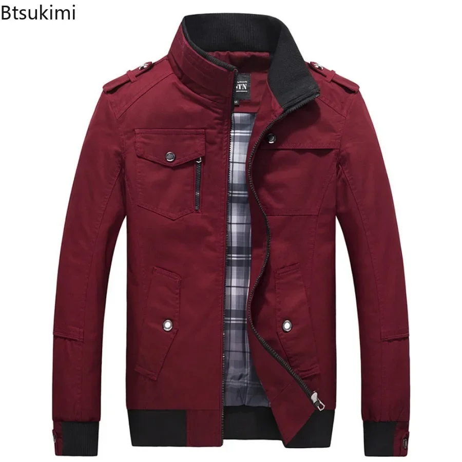 2025 Men's Bomber Jackets Fashion Stand Collar Casual Windbreaker Jackets Spring Autumn New Cargo Coats Man Outdoor Sport Jacket