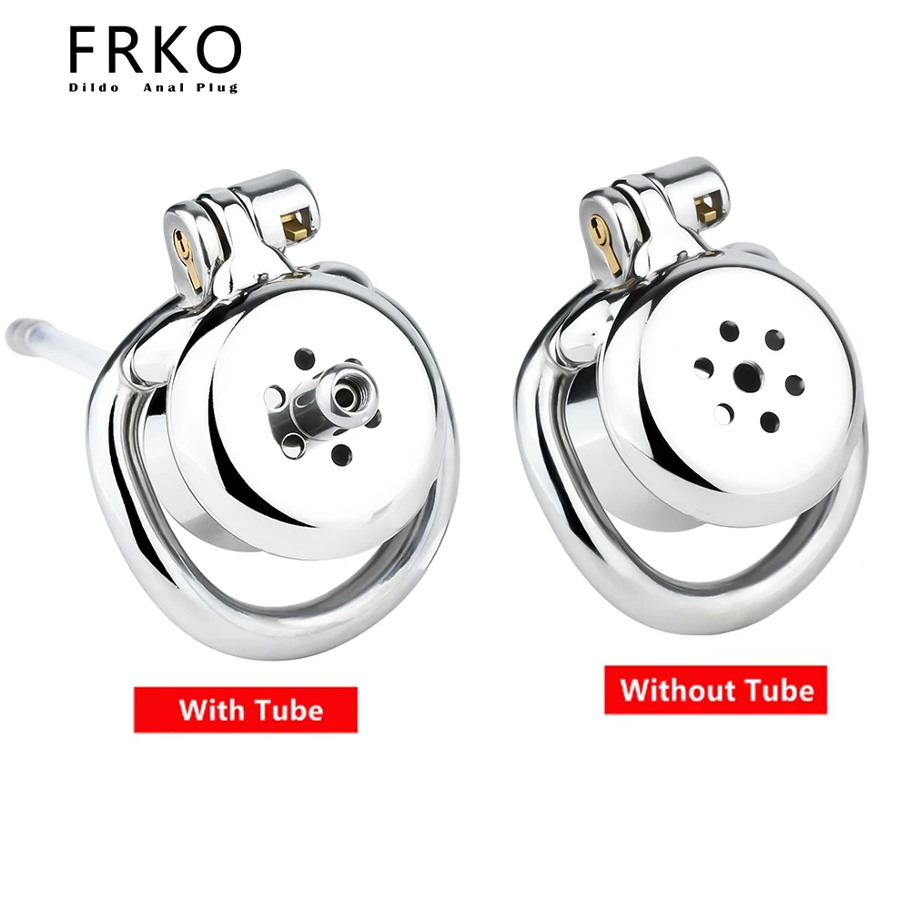 FRKO Tiny Button Inverted Sissy Male Chastity Cage Device With Detchable Urethral Catheter CBT Adult Games Erotic Sex Toys Men - view 2