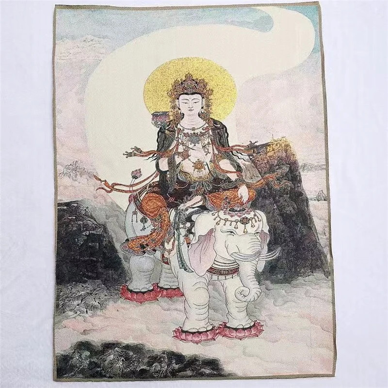 

Tangka embroidery fabric painting, Taihang Samantabhadra Guanyin embroidery fabric painting, home and office decoration painting