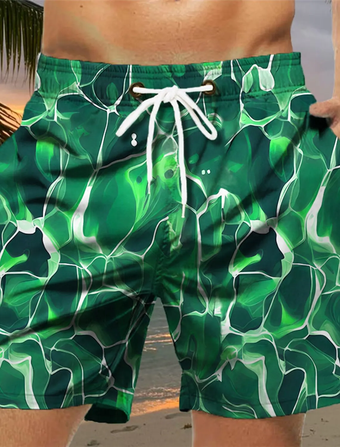 2024 New Men\'s Swim Shorts Swimming Board Shorts Beach Running Shorts Seawater Printed Shorts Swimming Beach Shorts Wreath