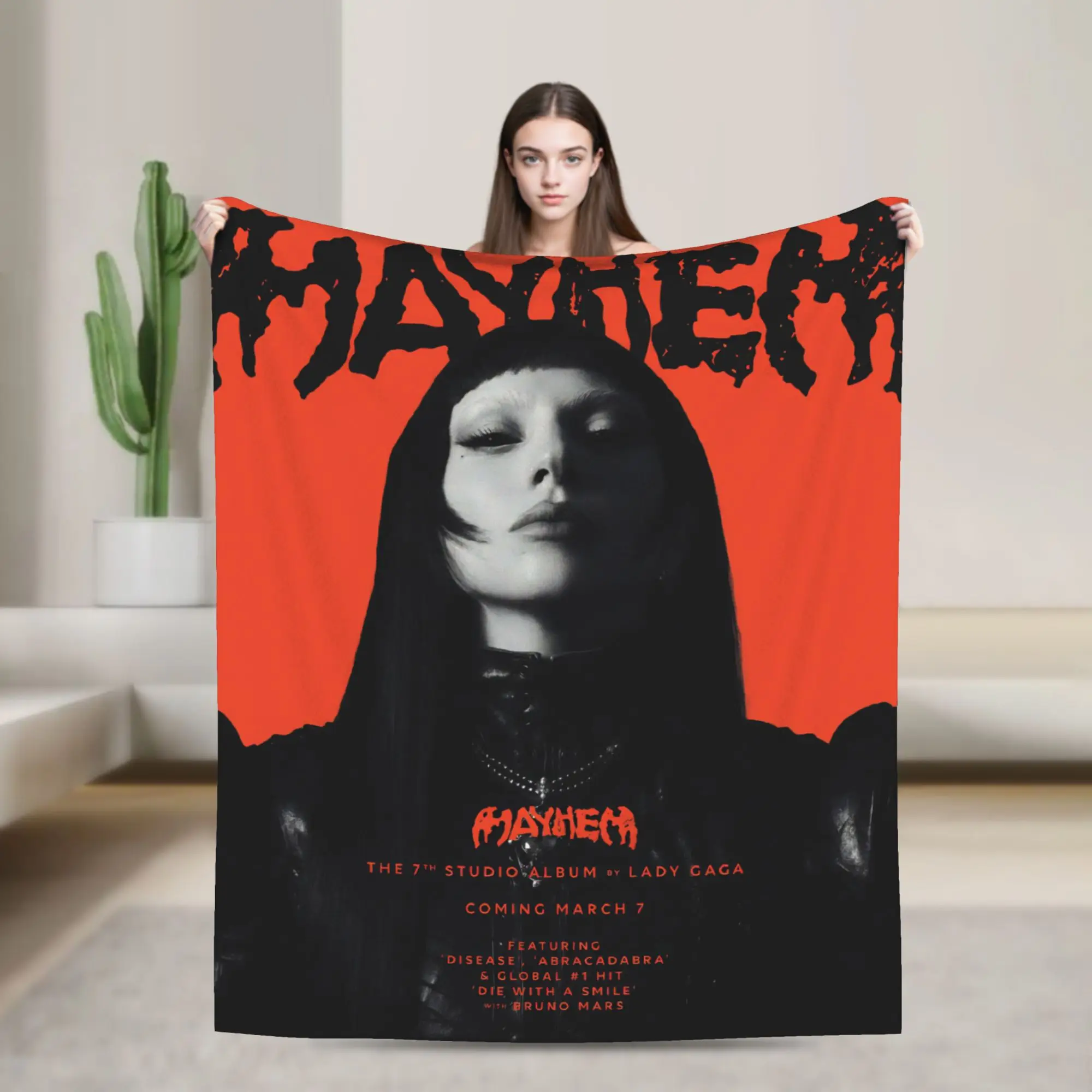 Lady Gaga Mayhem 2025 Album  Blankets  Decorative Flannel Throw Blanket For Couch Chair Soft Warm Custom Quality Bedspread